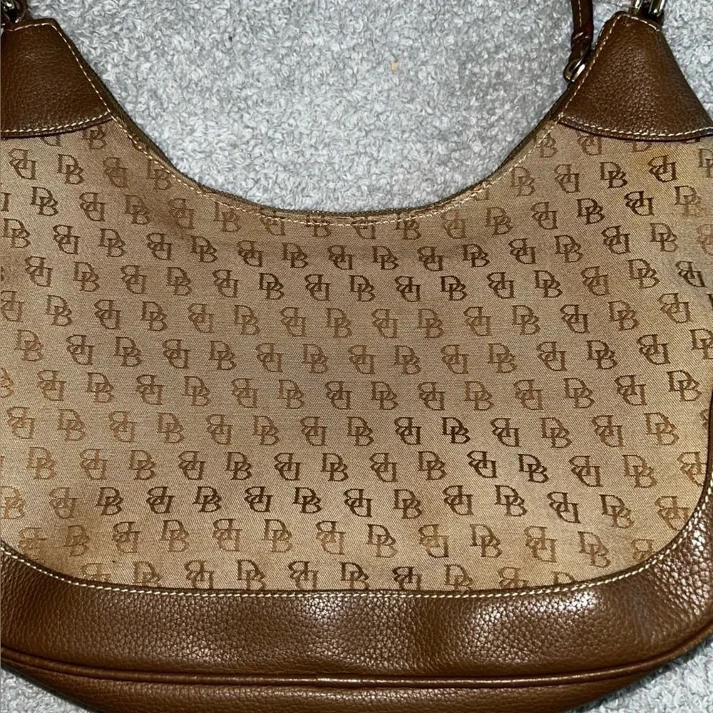 Dooney & Bourke Signature Tan and Brown Hobo Bag